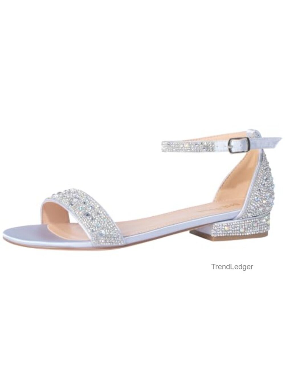 Rhinestone Low Block Heel Strappy Sandals Open Toe Dress Shoes